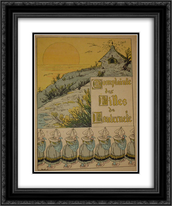 Complainte des Filles de Lanternette 20x24 Black Ornate Wood Framed Art Print Poster with Double Matting by Steinlen, Theophile