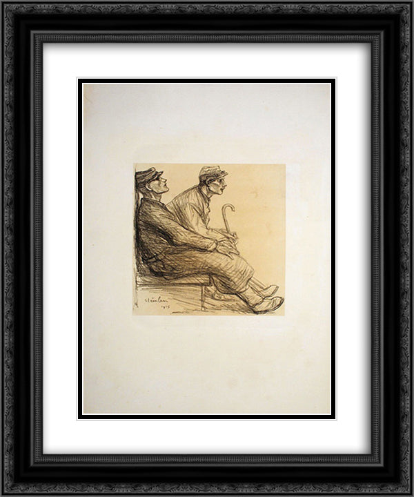 Convalescents 20x24 Black Ornate Wood Framed Art Print Poster with Double Matting by Steinlen, Theophile