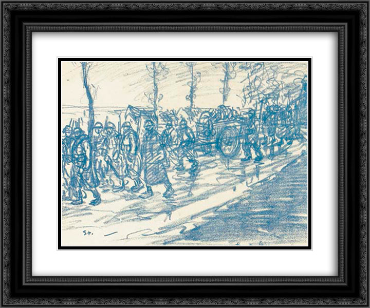 Convoy 24x20 Black Ornate Wood Framed Art Print Poster with Double Matting by Steinlen, Theophile