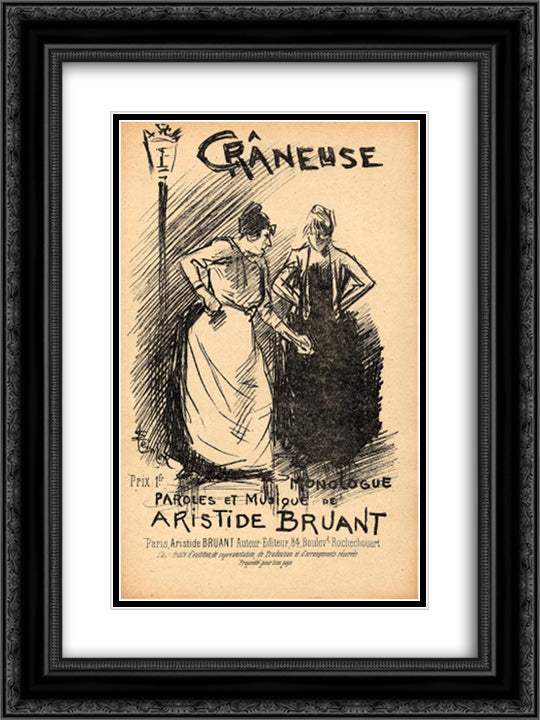 Craneuse 18x24 Black Ornate Wood Framed Art Print Poster with Double Matting by Steinlen, Theophile