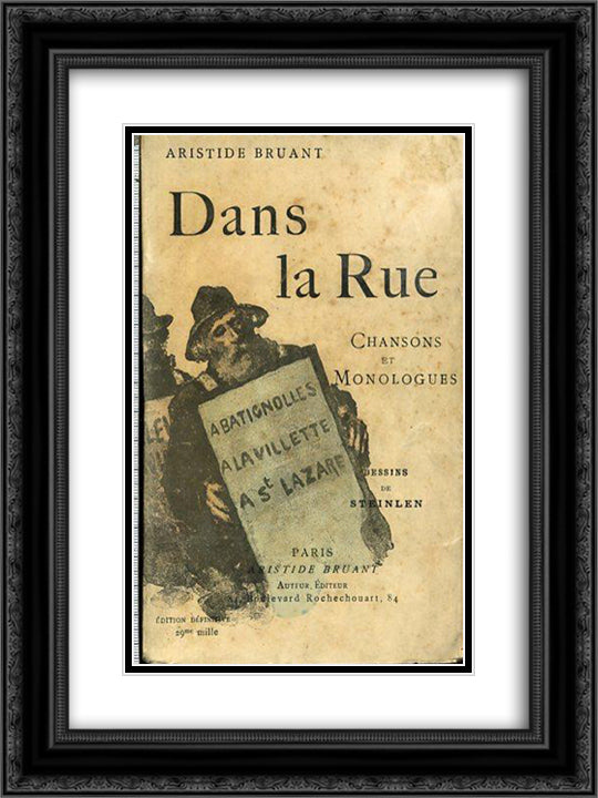 Dans La Rue 18x24 Black Ornate Wood Framed Art Print Poster with Double Matting by Steinlen, Theophile
