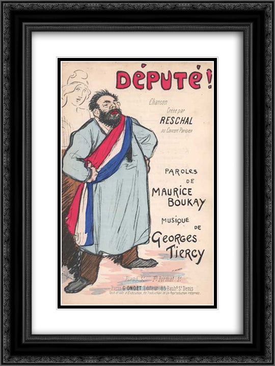 Depute 18x24 Black Ornate Wood Framed Art Print Poster with Double Matting by Steinlen, Theophile