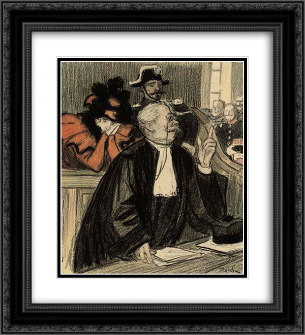 Elle a beacoup aime 20x22 Black Ornate Wood Framed Art Print Poster with Double Matting by Steinlen, Theophile
