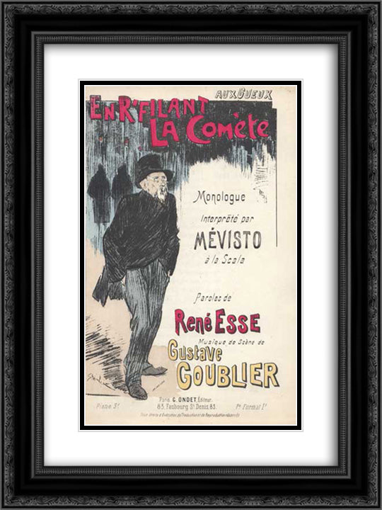 En R-filant La Comete 18x24 Black Ornate Wood Framed Art Print Poster with Double Matting by Steinlen, Theophile
