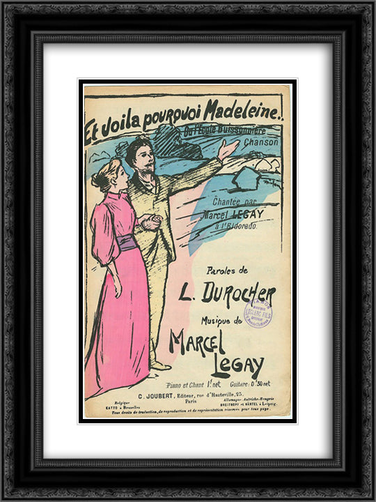 Et Voila Pourquoi Madeleine 18x24 Black Ornate Wood Framed Art Print Poster with Double Matting by Steinlen, Theophile