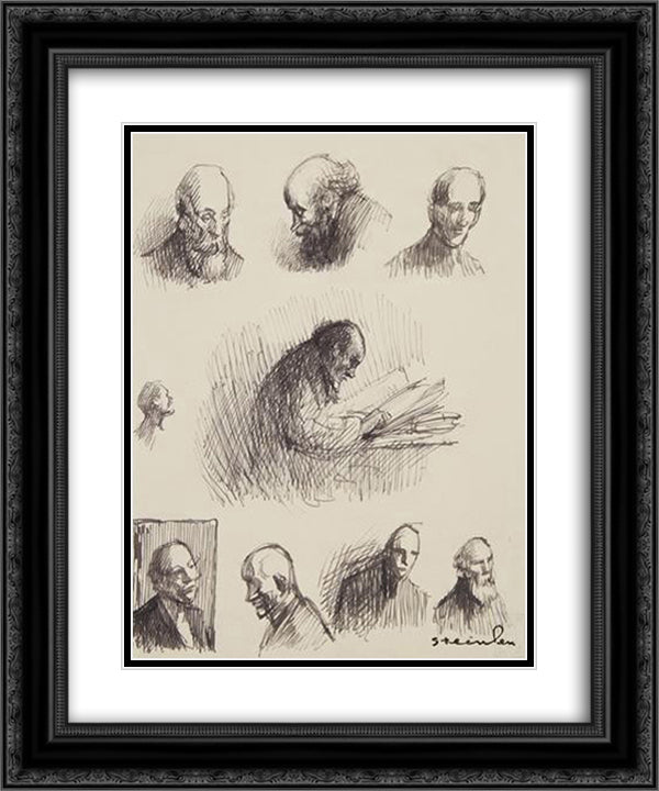 Figure studies 20x24 Black Ornate Wood Framed Art Print Poster with Double Matting by Steinlen, Theophile