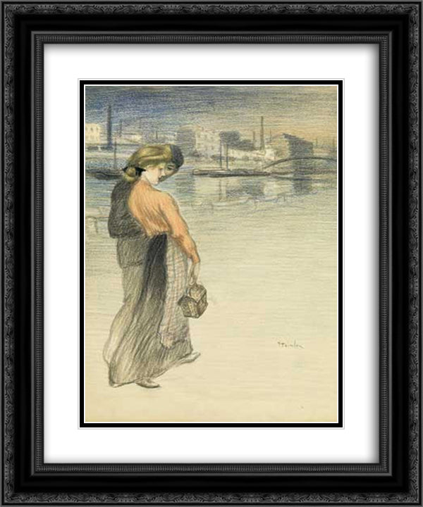 Fin D'Idylee 20x24 Black Ornate Wood Framed Art Print Poster with Double Matting by Steinlen, Theophile