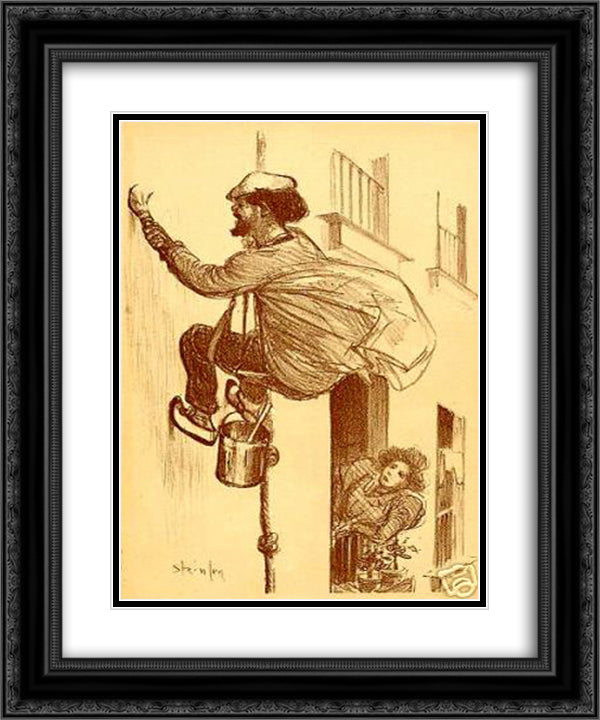 Gai Pinson 20x24 Black Ornate Wood Framed Art Print Poster with Double Matting by Steinlen, Theophile