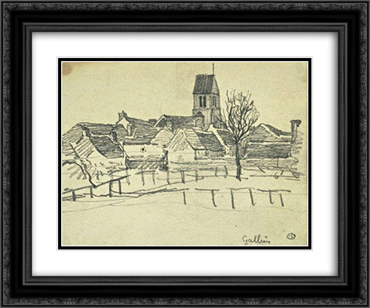 Galluis study 24x20 Black Ornate Wood Framed Art Print Poster with Double Matting by Steinlen, Theophile