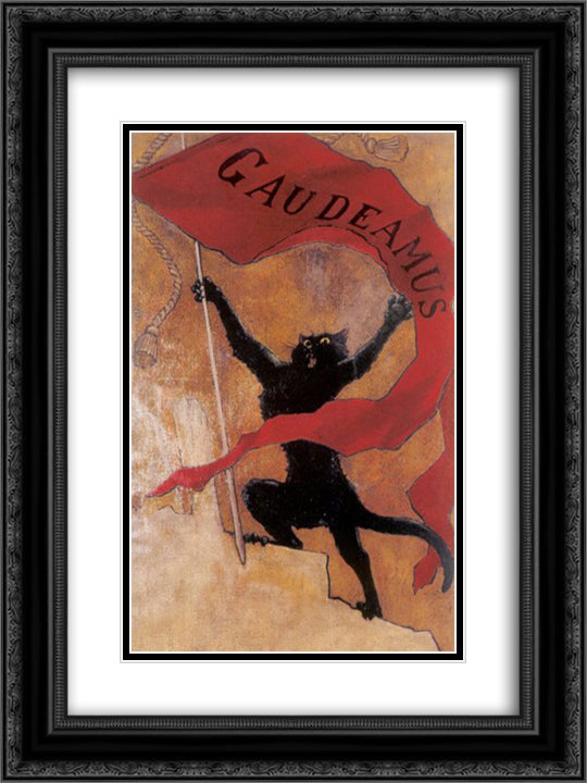 Gaudeamus 18x24 Black Ornate Wood Framed Art Print Poster with Double Matting by Steinlen, Theophile