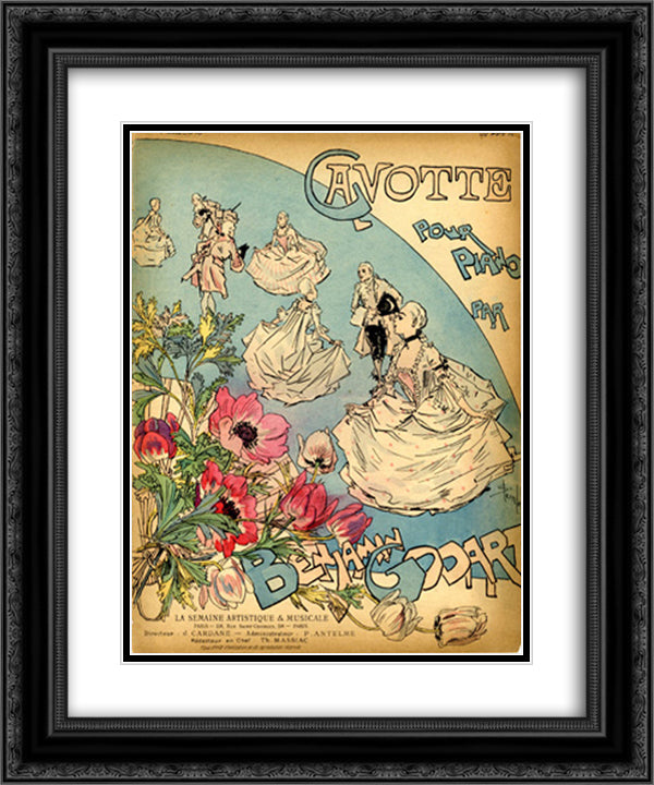 Gavotte 20x24 Black Ornate Wood Framed Art Print Poster with Double Matting by Steinlen, Theophile