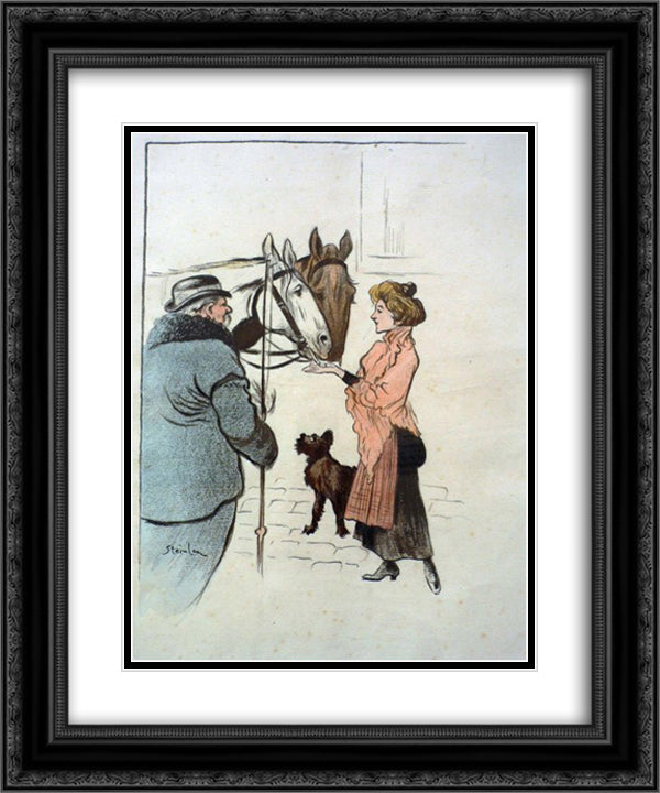 Innocence 20x24 Black Ornate Wood Framed Art Print Poster with Double Matting by Steinlen, Theophile