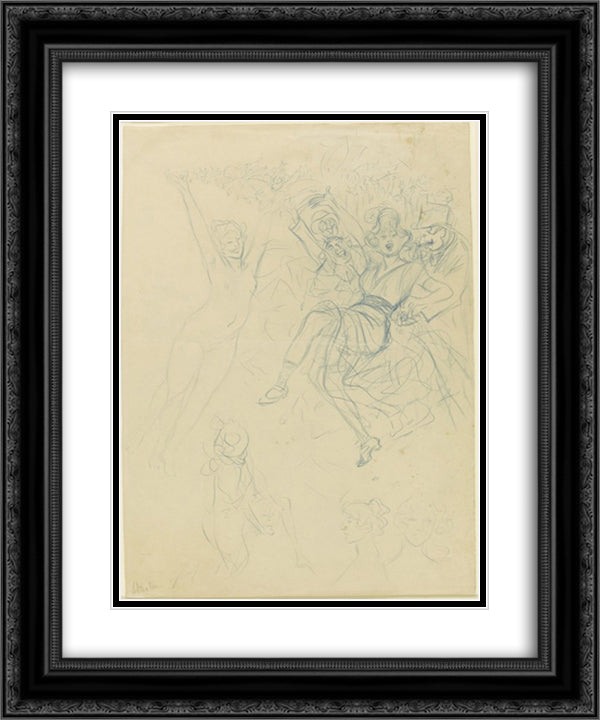 J'ai Fait Sauter La Banque study 20x24 Black Ornate Wood Framed Art Print Poster with Double Matting by Steinlen, Theophile