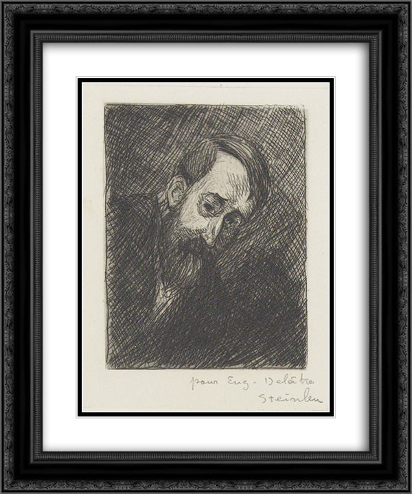 Jehan Rictus 20x24 Black Ornate Wood Framed Art Print Poster with Double Matting by Steinlen, Theophile