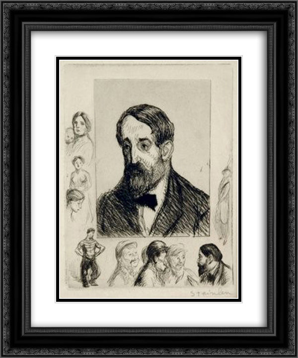 Jehan Rictus 20x24 Black Ornate Wood Framed Art Print Poster with Double Matting by Steinlen, Theophile
