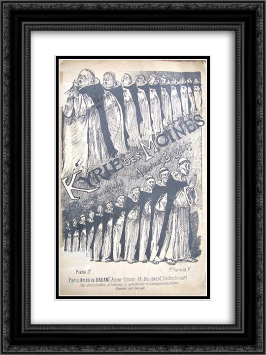 Kyrie des moines 18x24 Black Ornate Wood Framed Art Print Poster with Double Matting by Steinlen, Theophile