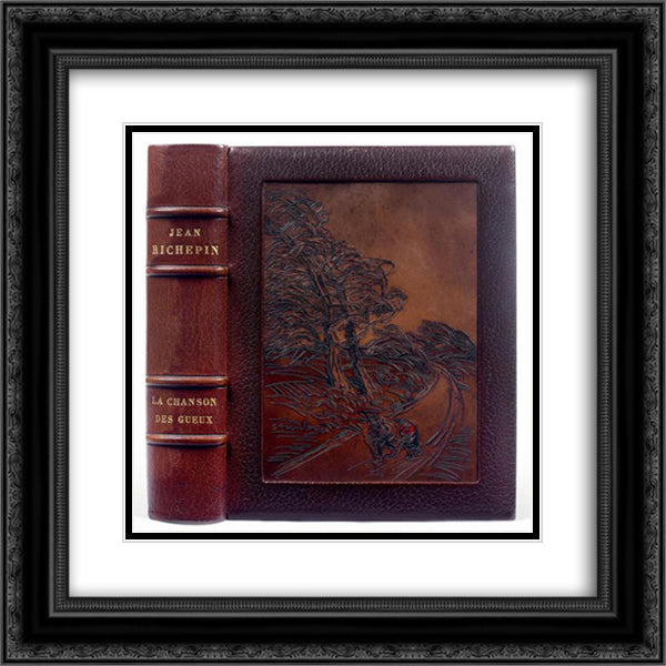 La Chanson des Gueux with Steinlen leather binding 20x20 Black Ornate Wood Framed Art Print Poster with Double Matting by Steinlen, Theophile