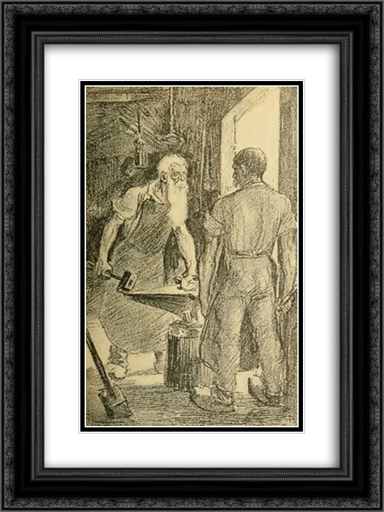 La Chanson Des Marechaux 18x24 Black Ornate Wood Framed Art Print Poster with Double Matting by Steinlen, Theophile