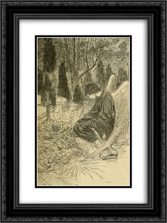 La Chanson Du Pauvre Chanteur 18x24 Black Ornate Wood Framed Art Print Poster with Double Matting by Steinlen, Theophile