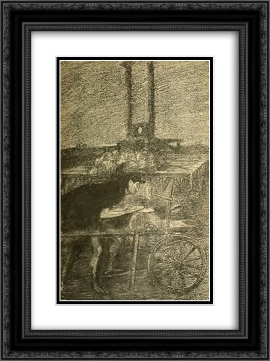 La Chanson Du Remouleur 18x24 Black Ornate Wood Framed Art Print Poster with Double Matting by Steinlen, Theophile