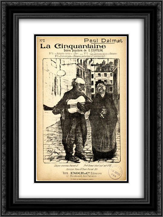 La Cinquantaine 18x24 Black Ornate Wood Framed Art Print Poster with Double Matting by Steinlen, Theophile