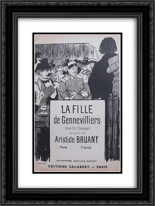 La Fille de Gennevilliers 18x24 Black Ornate Wood Framed Art Print Poster with Double Matting by Steinlen, Theophile
