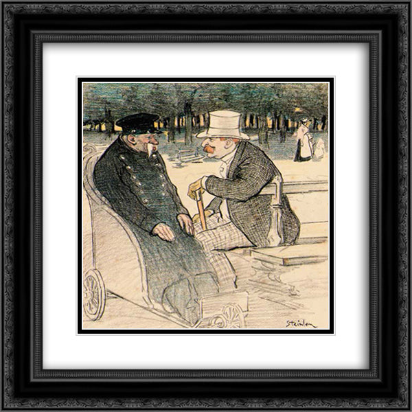 La Gloire 20x20 Black Ornate Wood Framed Art Print Poster with Double Matting by Steinlen, Theophile