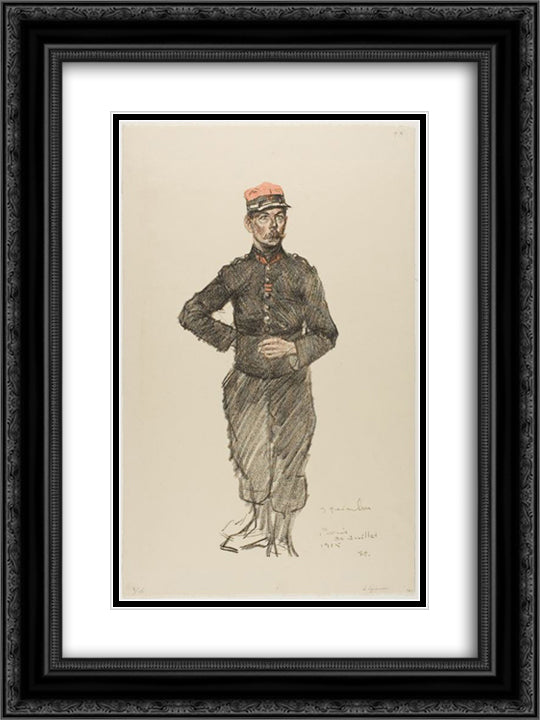 La Legionnaire 18x24 Black Ornate Wood Framed Art Print Poster with Double Matting by Steinlen, Theophile