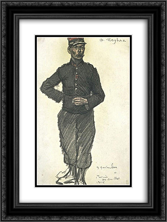 La Legionnaire 18x24 Black Ornate Wood Framed Art Print Poster with Double Matting by Steinlen, Theophile
