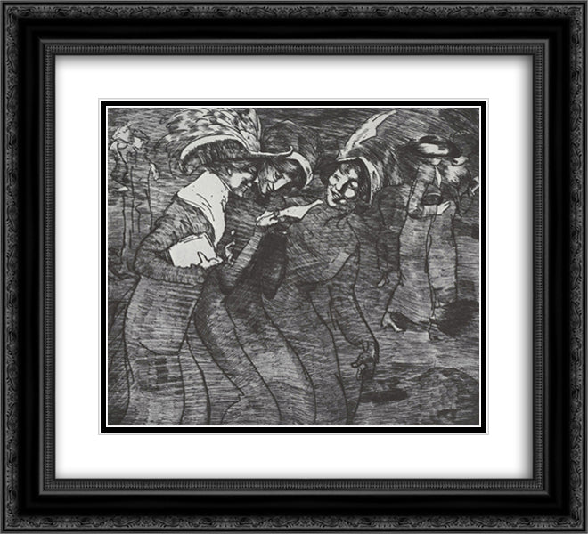 La Lettre 22x20 Black Ornate Wood Framed Art Print Poster with Double Matting by Steinlen, Theophile