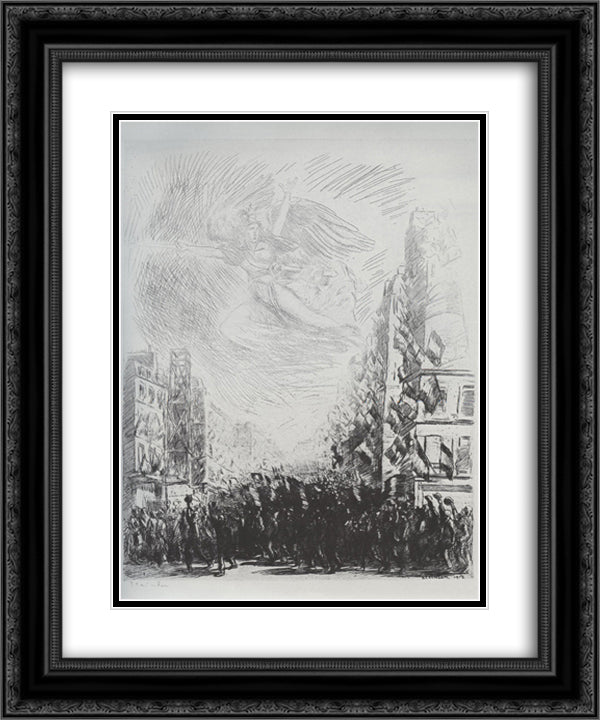 La Marseillaise 20x24 Black Ornate Wood Framed Art Print Poster with Double Matting by Steinlen, Theophile
