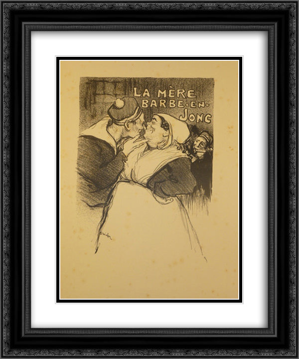 La Mere Barbe-En-Jonc 20x24 Black Ornate Wood Framed Art Print Poster with Double Matting by Steinlen, Theophile