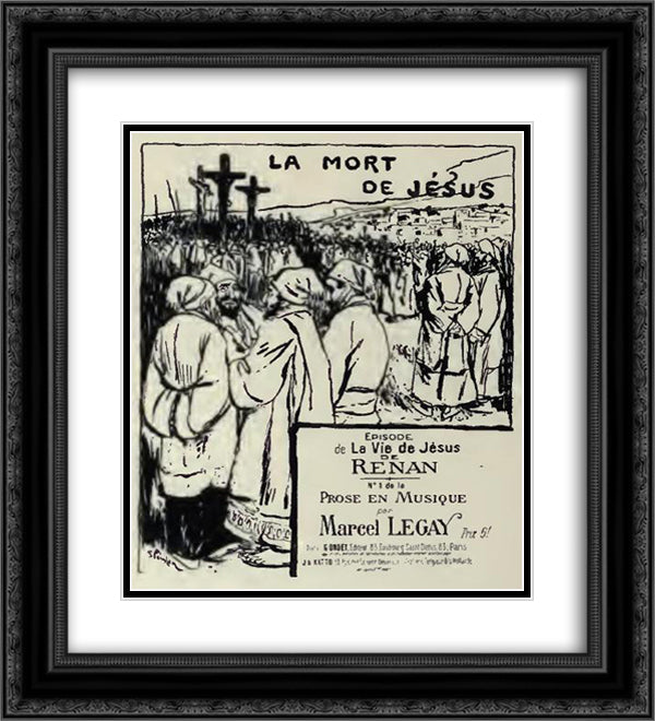 La Mort de Jesus 20x22 Black Ornate Wood Framed Art Print Poster with Double Matting by Steinlen, Theophile