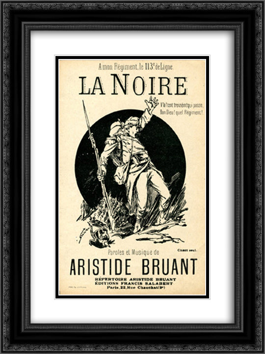 La Noire 18x24 Black Ornate Wood Framed Art Print Poster with Double Matting by Steinlen, Theophile