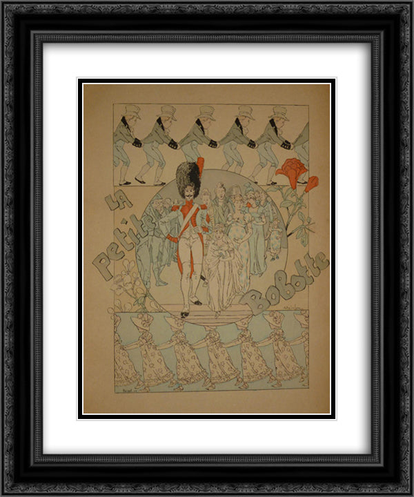 La Petite Bobotte 20x24 Black Ornate Wood Framed Art Print Poster with Double Matting by Steinlen, Theophile