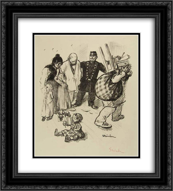 La Terme Franco-Russe 20x22 Black Ornate Wood Framed Art Print Poster with Double Matting by Steinlen, Theophile