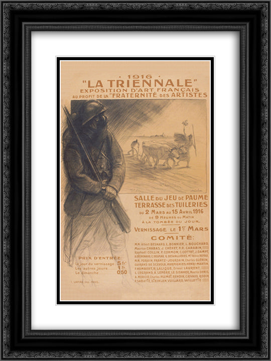 La Triennale 18x24 Black Ornate Wood Framed Art Print Poster with Double Matting by Steinlen, Theophile