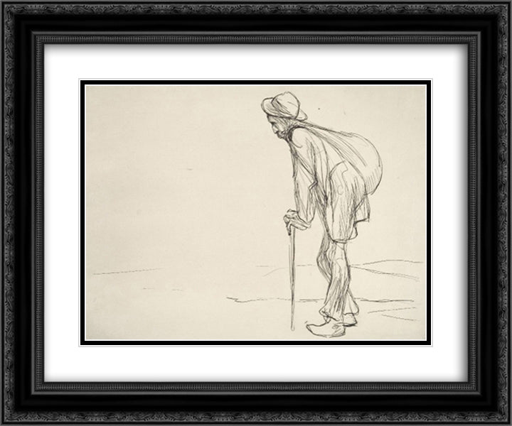 La Ville Lointaine 24x20 Black Ornate Wood Framed Art Print Poster with Double Matting by Steinlen, Theophile