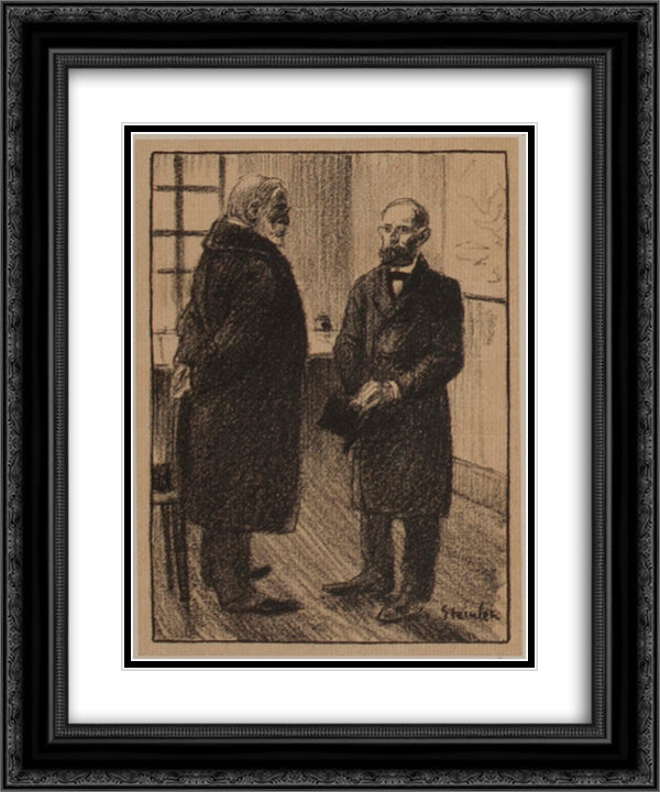 Le Directeur 20x24 Black Ornate Wood Framed Art Print Poster with Double Matting by Steinlen, Theophile