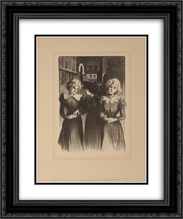 Le Mai d'Amour 20x24 Black Ornate Wood Framed Art Print Poster with Double Matting by Steinlen, Theophile
