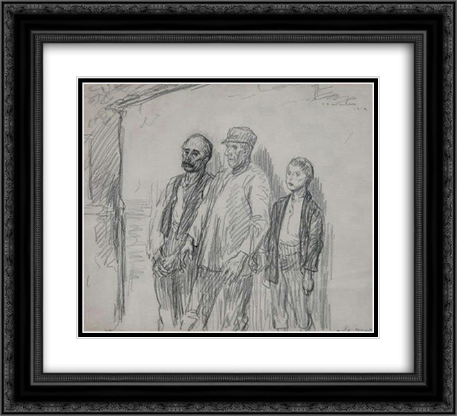 Le Mur 22x20 Black Ornate Wood Framed Art Print Poster with Double Matting by Steinlen, Theophile