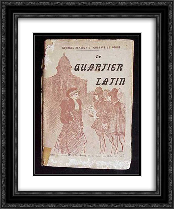 Le Quartier Latin 20x24 Black Ornate Wood Framed Art Print Poster with Double Matting by Steinlen, Theophile