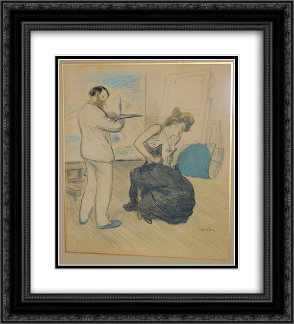 Le Rayon de Soleil 20x22 Black Ornate Wood Framed Art Print Poster with Double Matting by Steinlen, Theophile