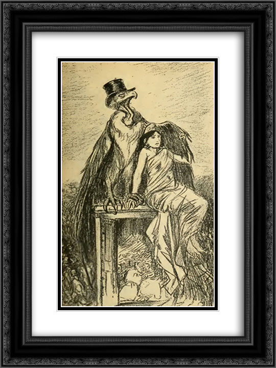 Le Roi Plutus 18x24 Black Ornate Wood Framed Art Print Poster with Double Matting by Steinlen, Theophile