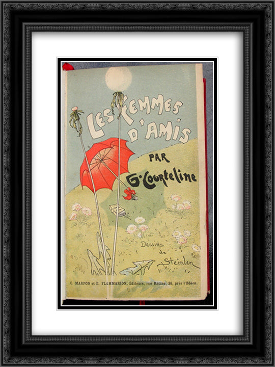 Les Femmes d'Amis 18x24 Black Ornate Wood Framed Art Print Poster with Double Matting by Steinlen, Theophile