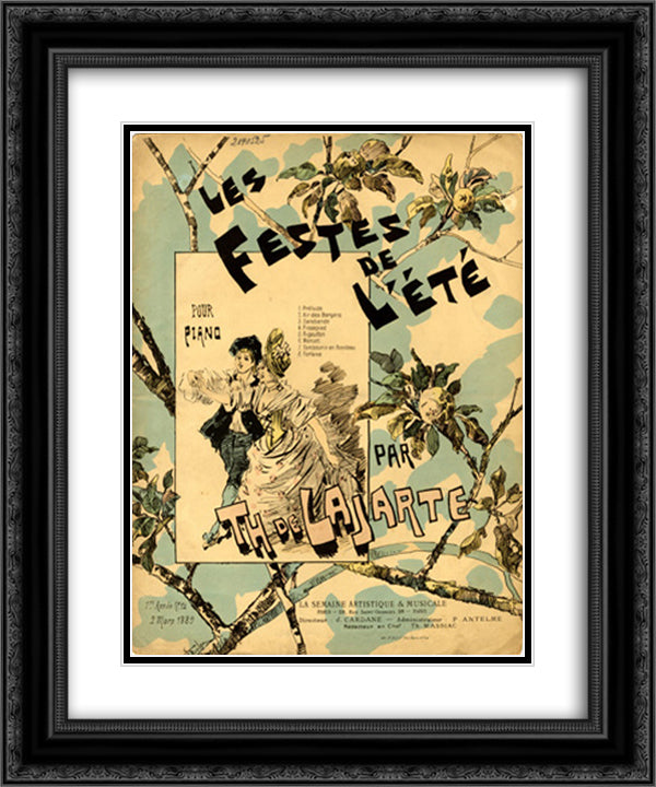 Les Festes de L'Ete 20x24 Black Ornate Wood Framed Art Print Poster with Double Matting by Steinlen, Theophile