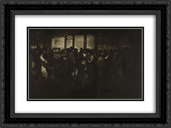 Les Grands Chanteurs Des Rues 24x18 Black Ornate Wood Framed Art Print Poster with Double Matting by Steinlen, Theophile