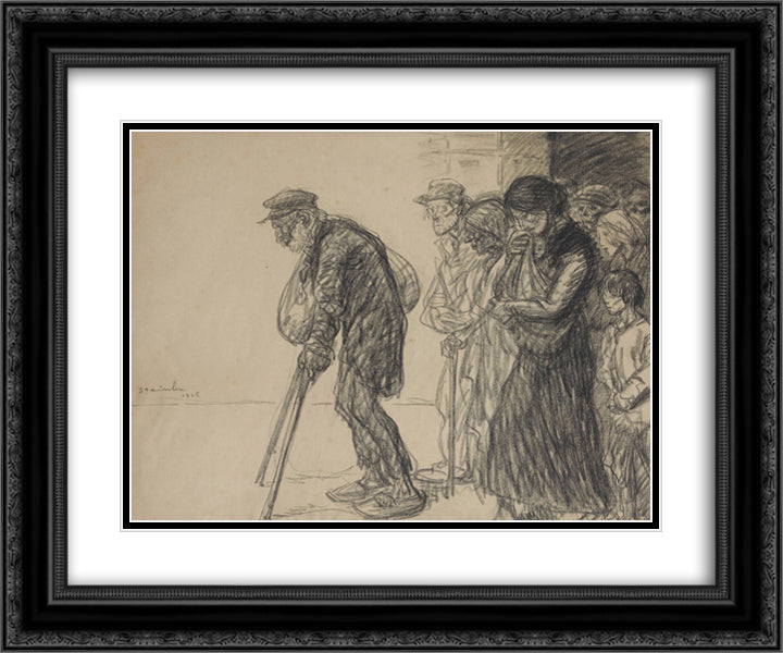 Les Internes Preparatory drawing for 24x20 Black Ornate Wood Framed Art Print Poster with Double Matting by Steinlen, Theophile