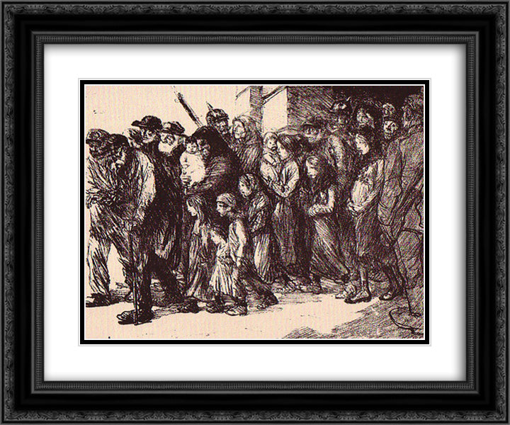 Les Otages Civils 24x20 Black Ornate Wood Framed Art Print Poster with Double Matting by Steinlen, Theophile
