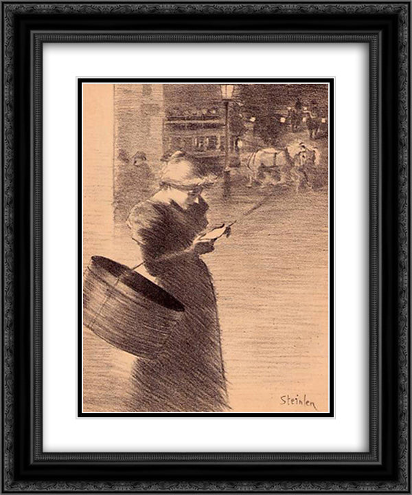 Lettre a Ninon 20x24 Black Ornate Wood Framed Art Print Poster with Double Matting by Steinlen, Theophile